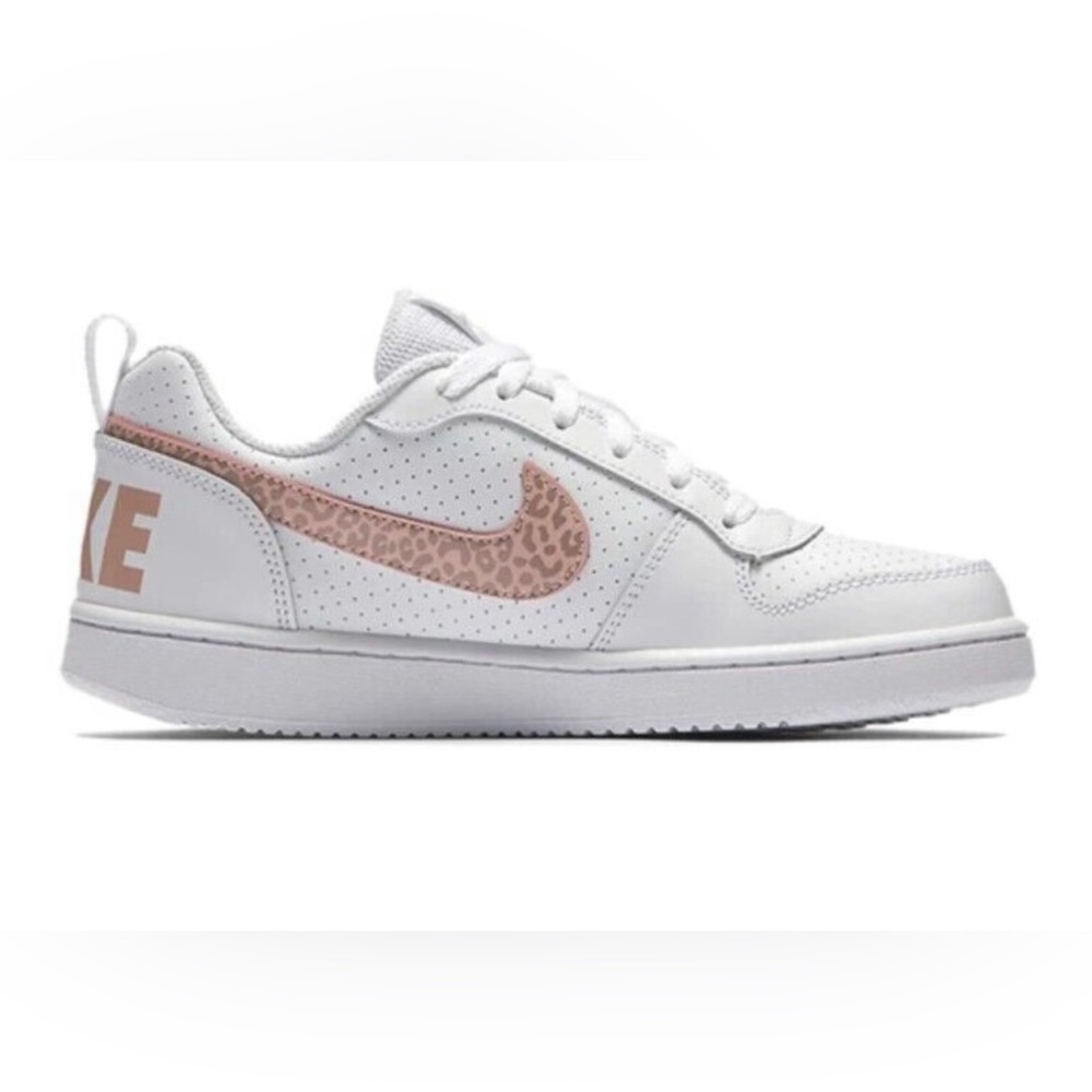 NIKE COURT BOROUGH Low Youth SIZE 4.5Y WOMENS 36.5  White Pink Leopard NWOB